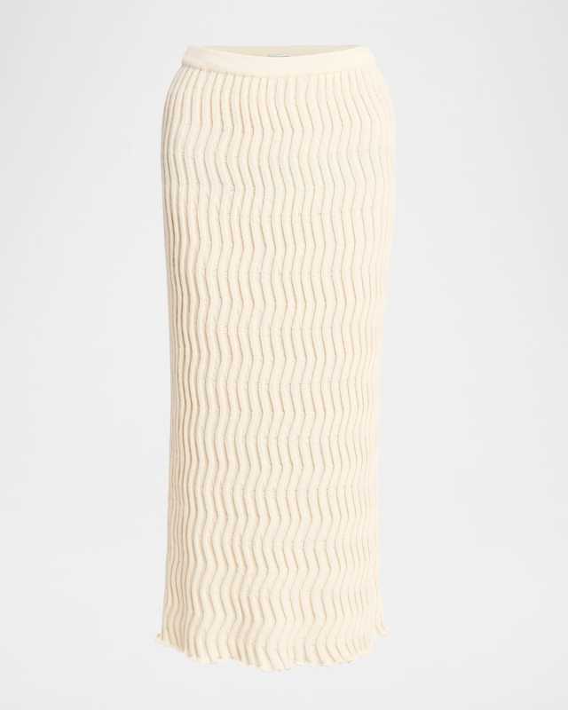 Zigzag Knit Slim Midi Skirt